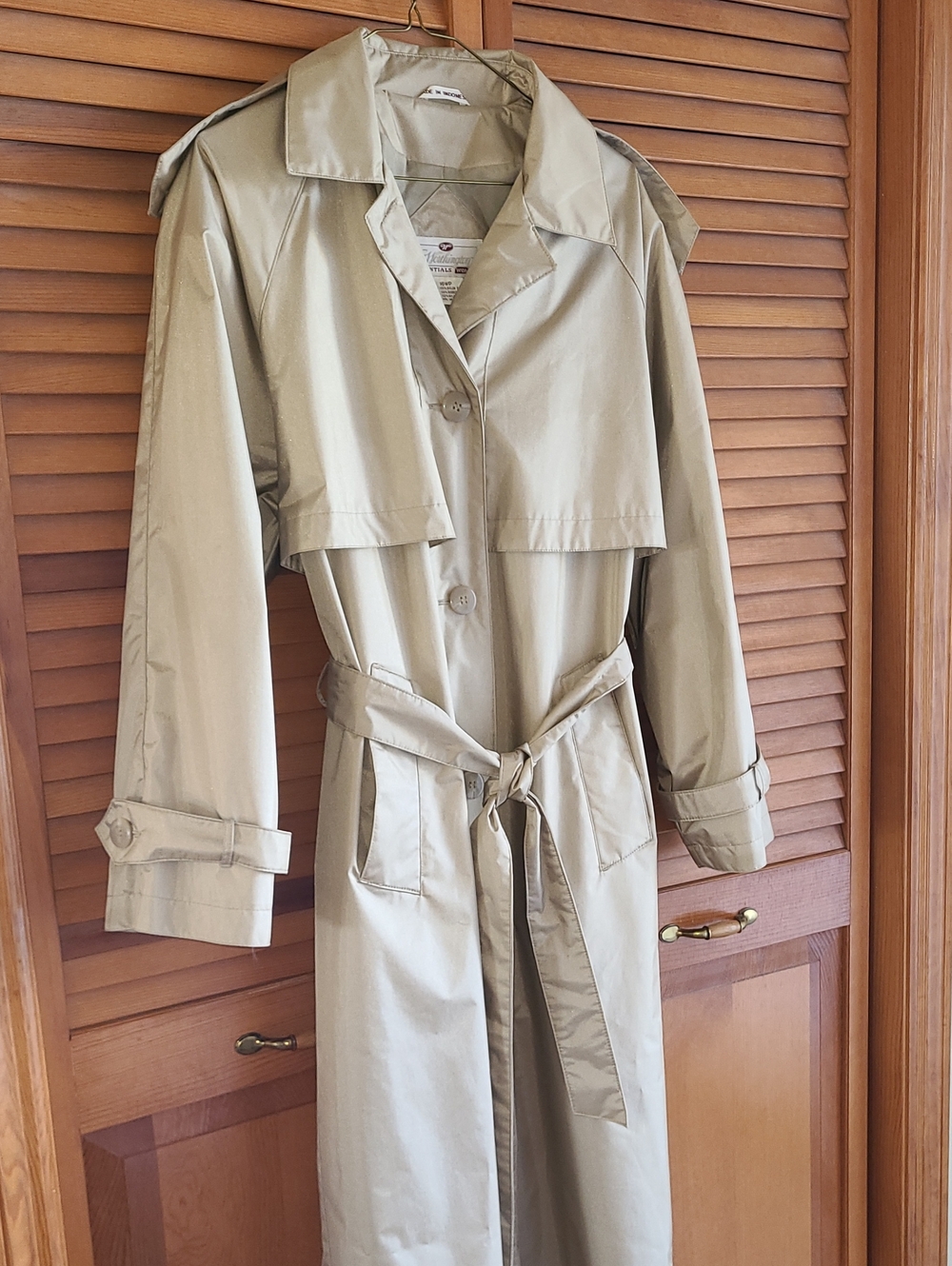 Vintage Khaki Trench Coat with Tie Belt